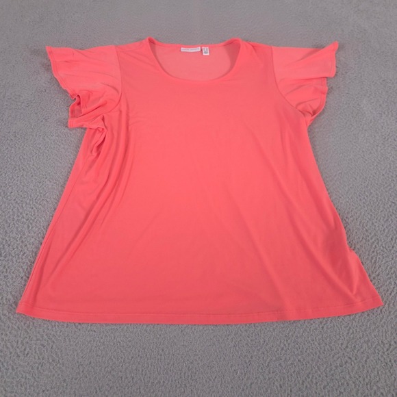 LOT OF 3 Susan Graver Tops Womens 1X Multi Liquid Knit Flutter Sleeve T-Shirt - Picture 2 of 16